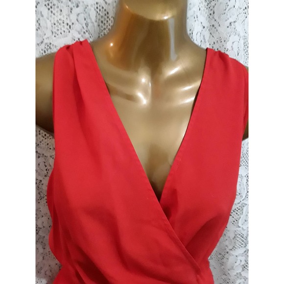 NWT bebe Sz 8 Open Back Bright Orange/Red Jumpsuit Romper - Picture 2 of 12